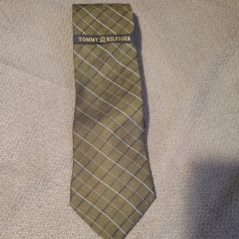 NWT Green and Biege Silk Tie